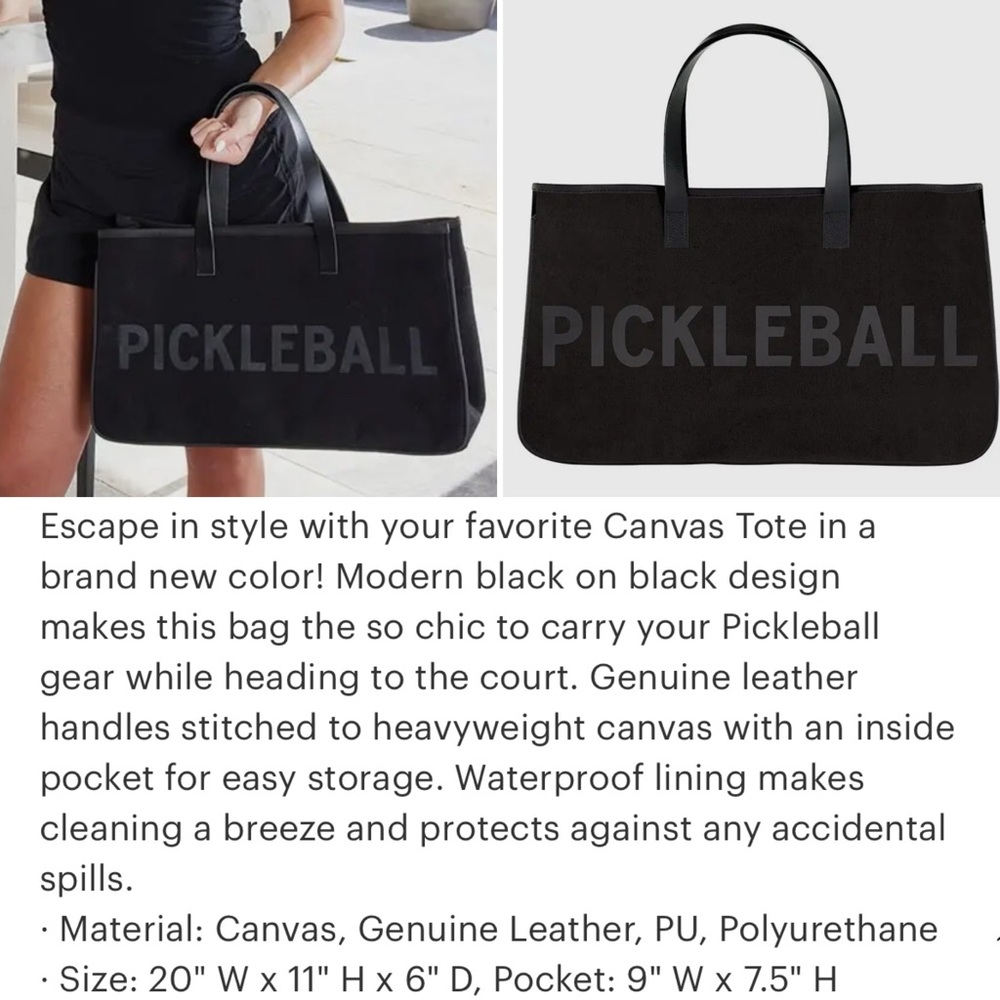 Canvas Pickleball Tote Bag